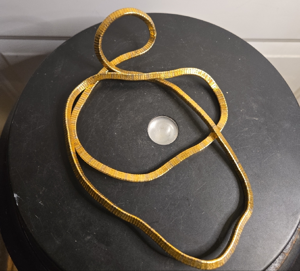 Gold-Tone Snake Triangle Link Chain Necklace Unusual - Picture 2 of 7
